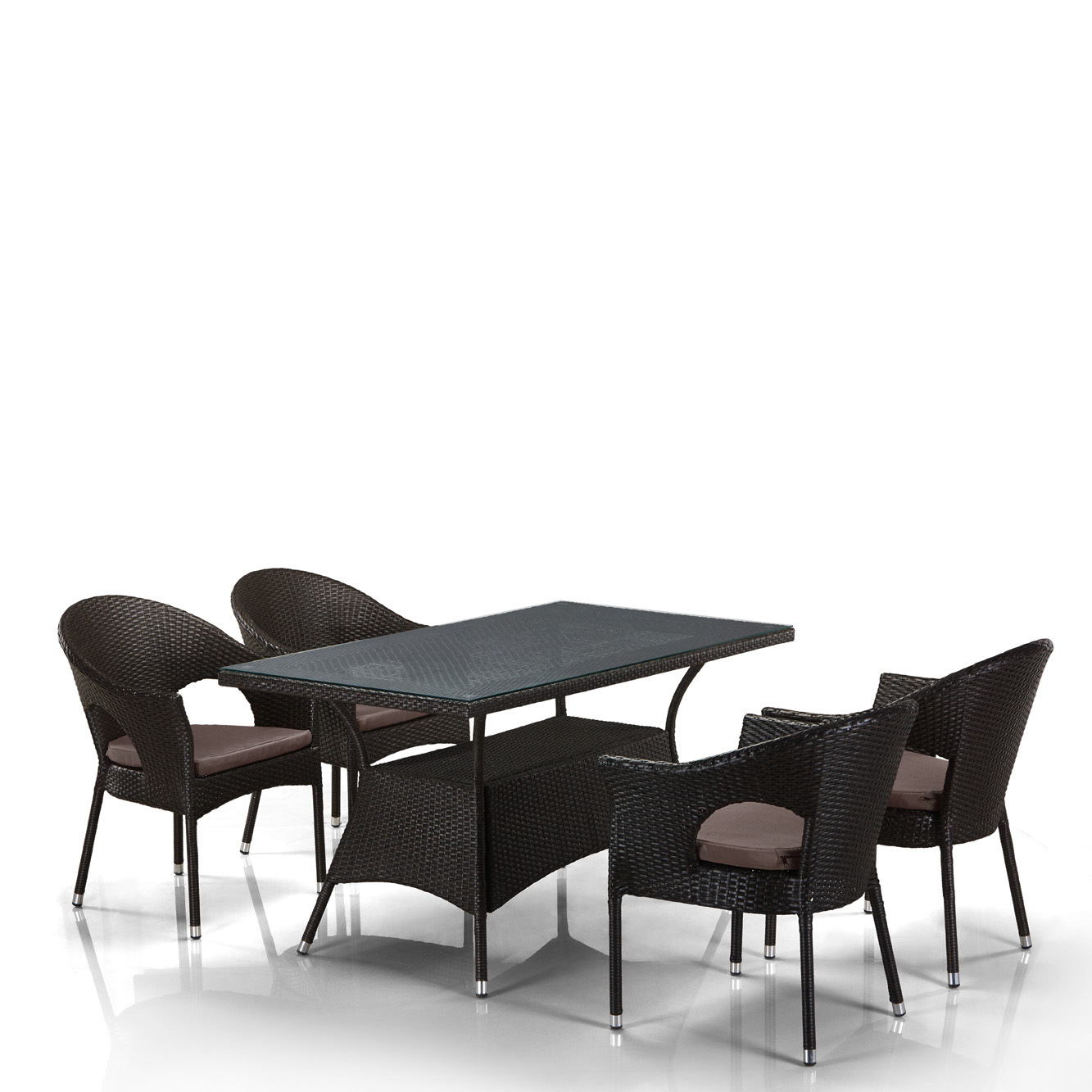 Комплект мебели  (иск. ротанг)  4+1 T198A/Y79B-W53 4 Pcs Brown